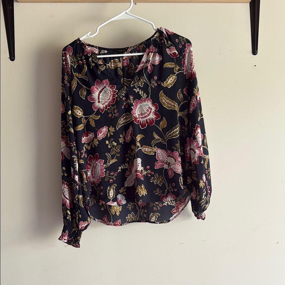 Floral Black Blouse